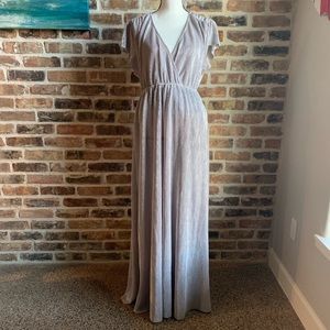 Pleated Maxi Dress in Silver